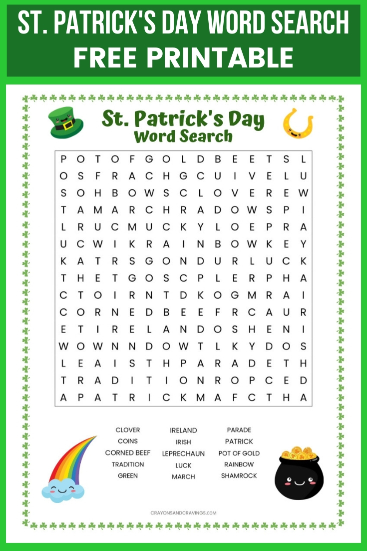 St. Patrick&amp;#039;s Day Word Search Free Printable Worksheet