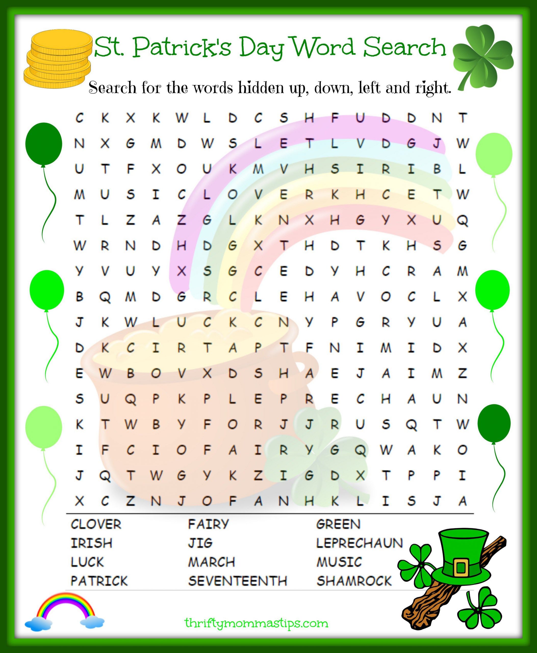 St Patricks Day Word Search | St Patrick&amp;#039;s Day Words, St