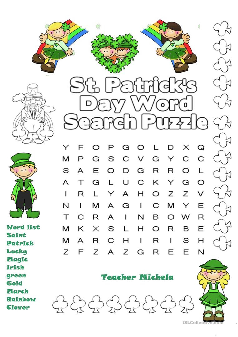St.patrick's Day Wordsearch English Esl Worksheets For Word Search