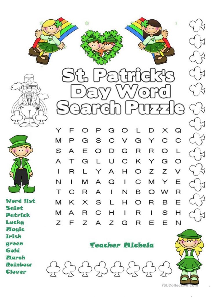 St Patrick's Day Word Search Puzzle Printable