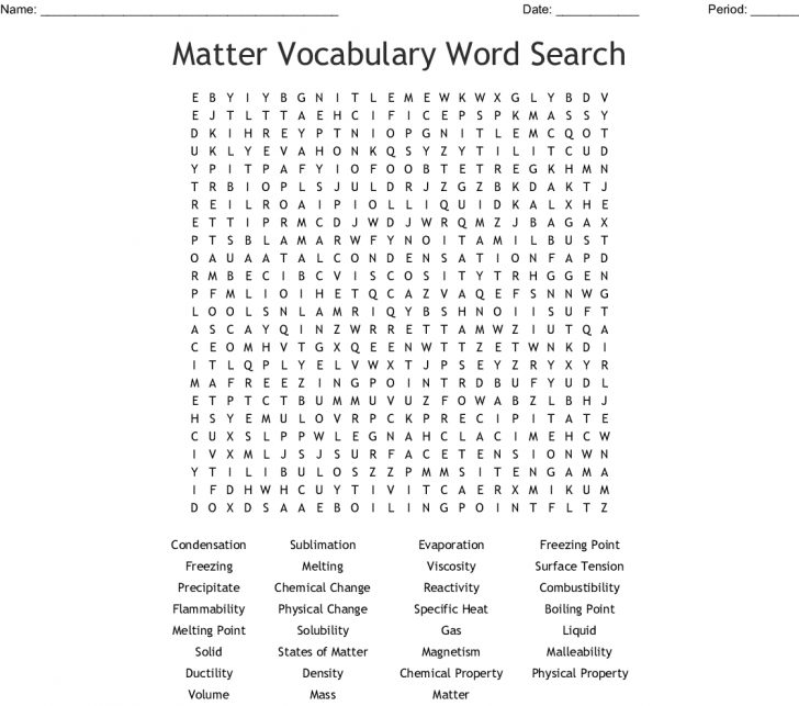 Matter Word Search Printable
