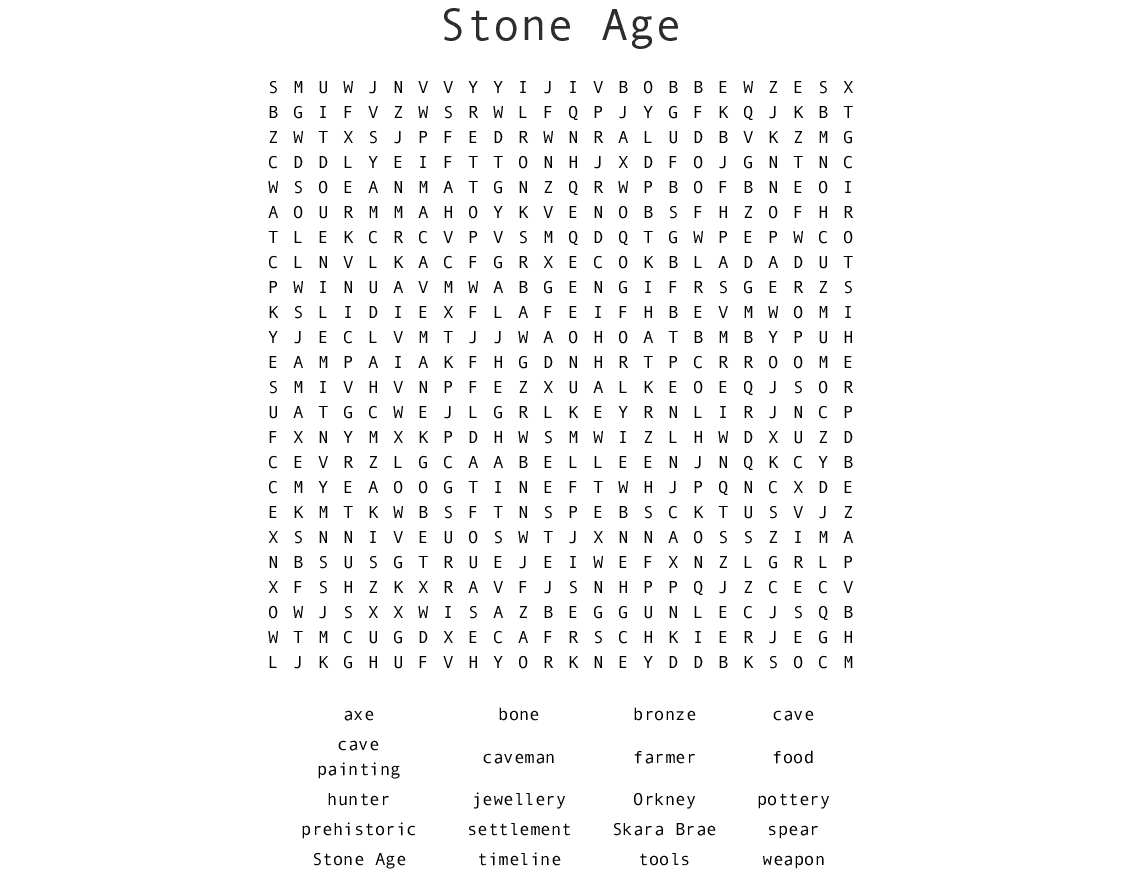 Stone Age Word Search