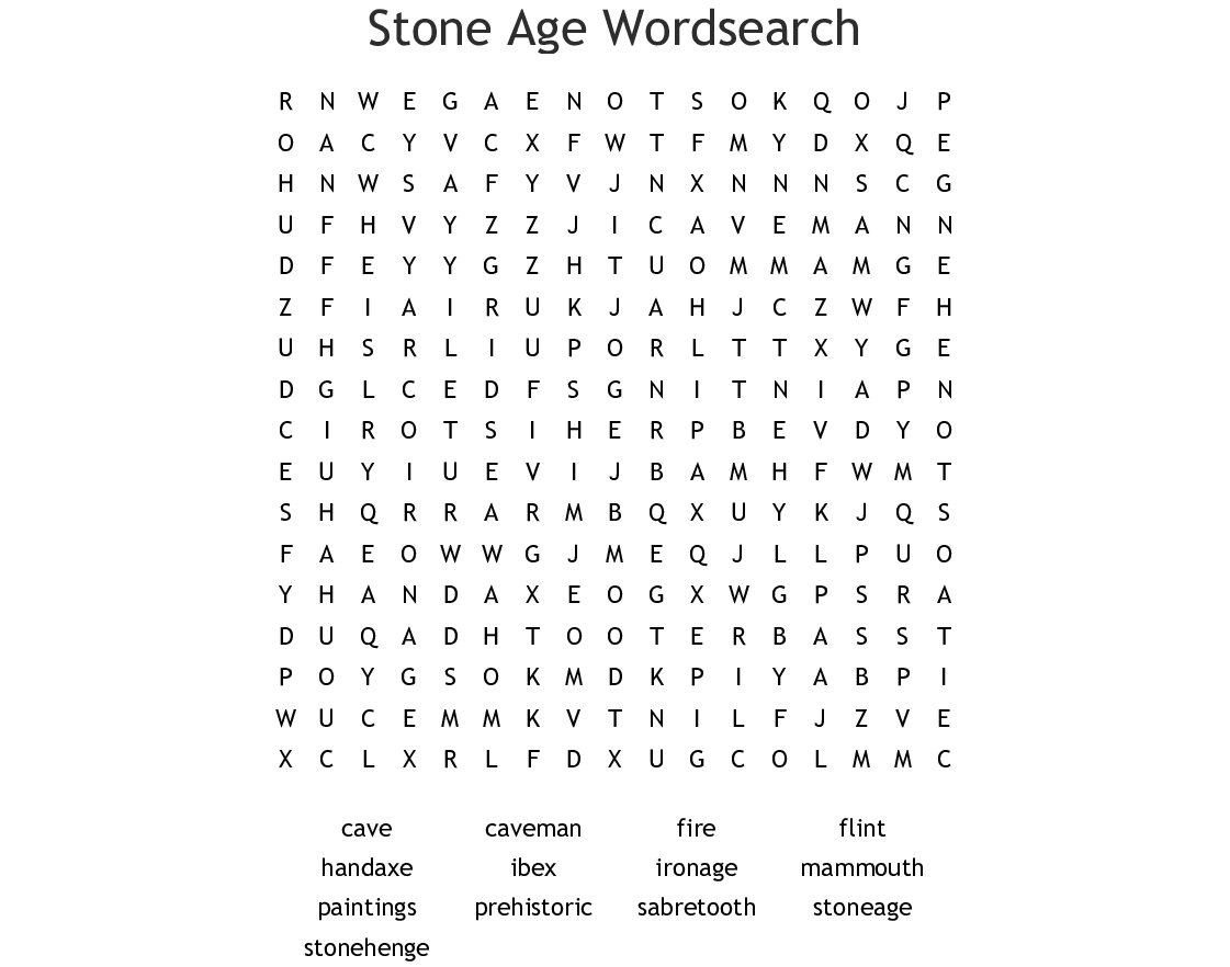 Stone Age Word Search - Wordmint