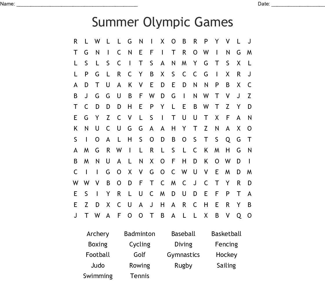 Summer Olympic Games Word Search - Wordmint