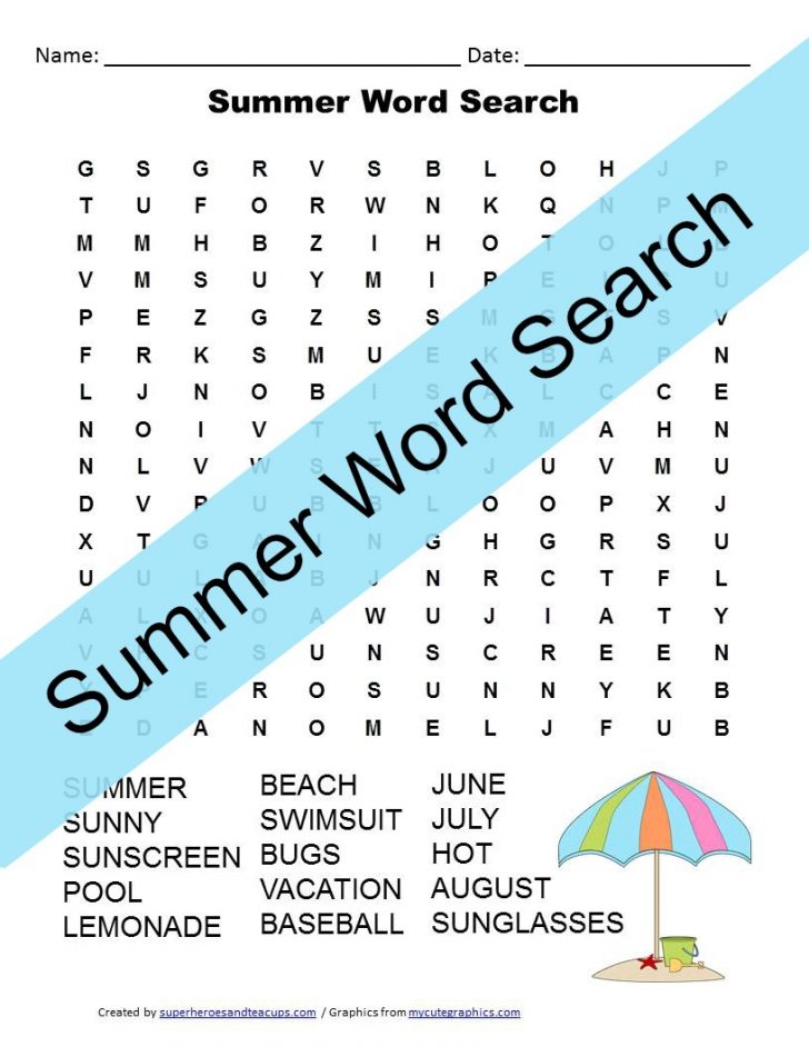 August Word Search Printable