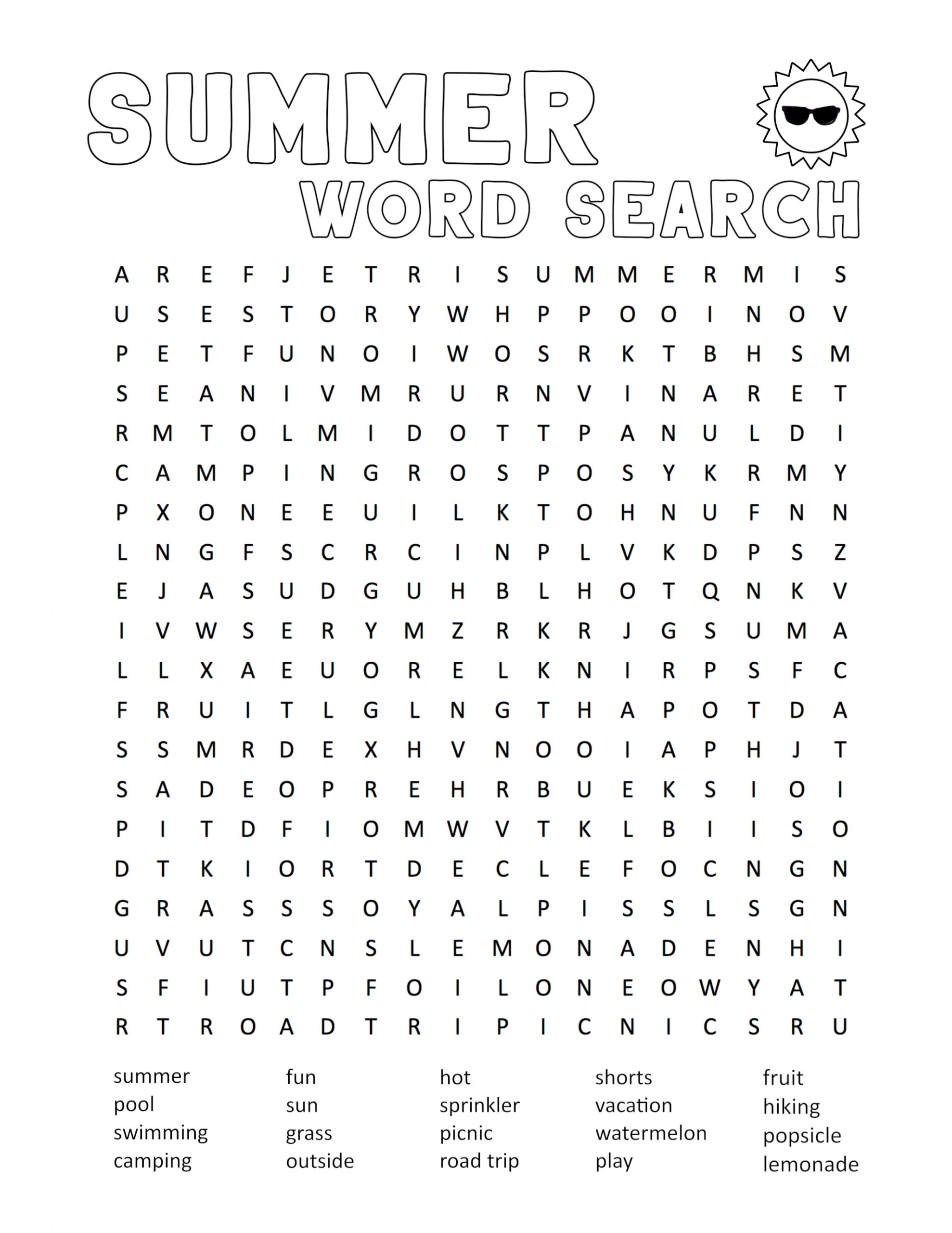 Summer Word Search Printable - Paper Trail Design
