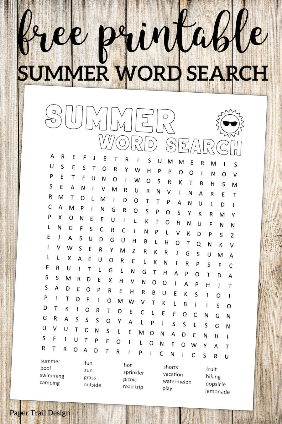 Summer Word Search Printable | Summer Words, Paper Trail