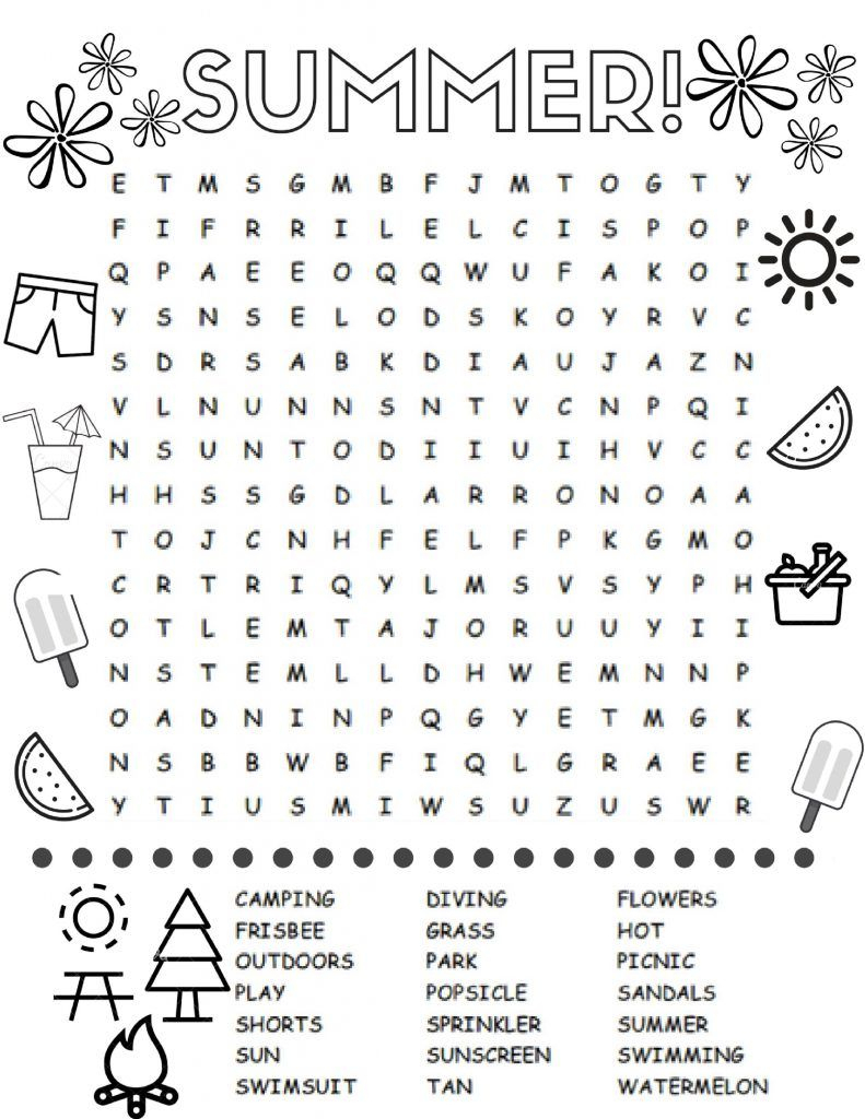 Summer Word Search Puzzles | Summer Words, Fun Worksheets