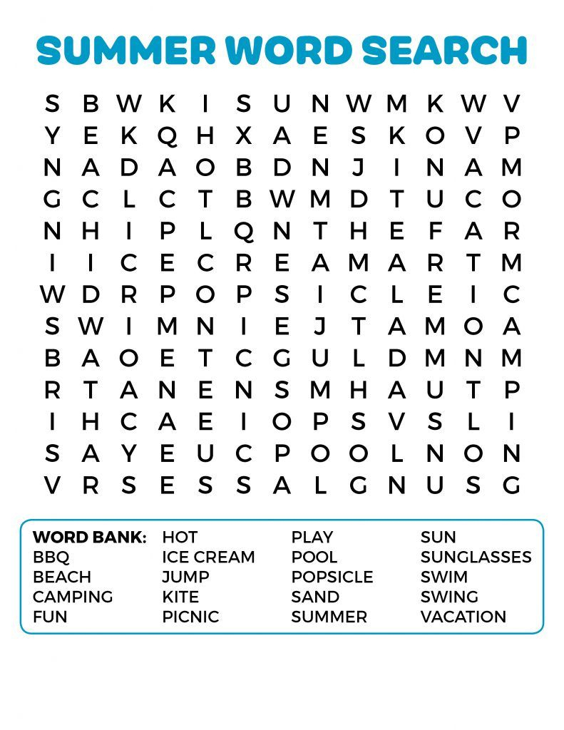 Summer Word Search Puzzles | Summer Words, Word Search