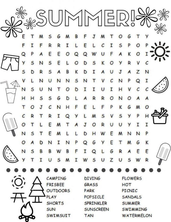 Summertime Word Search Printables