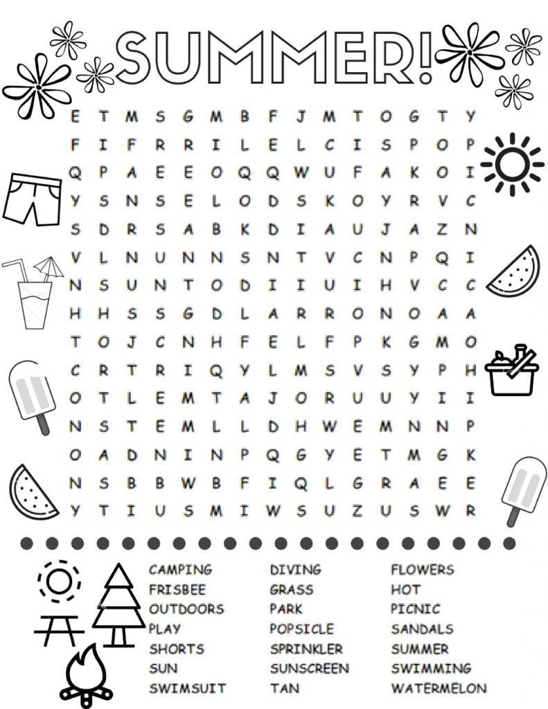 Summer Word Search | Summer Words, Fun Worksheets For Kids