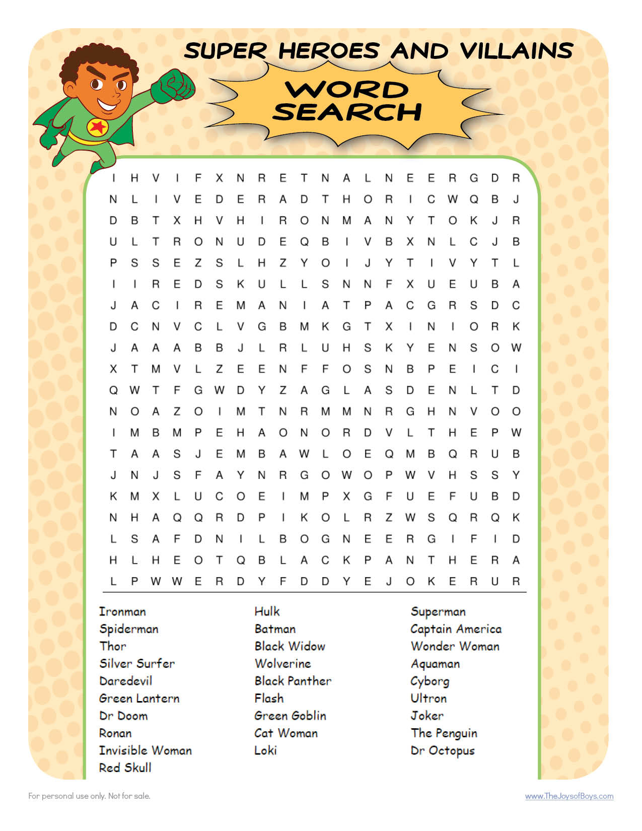 Superhero Word Search - Easy Party Game