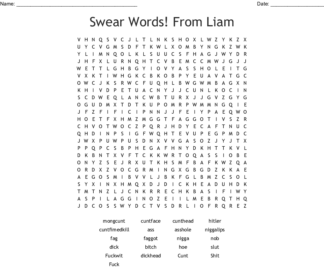 Swear Words Word Search - Wordmint