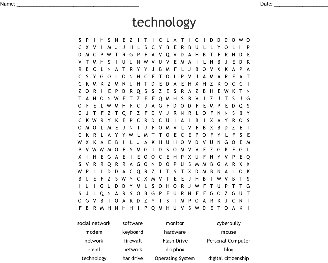 Technology Word Search - Wordmint