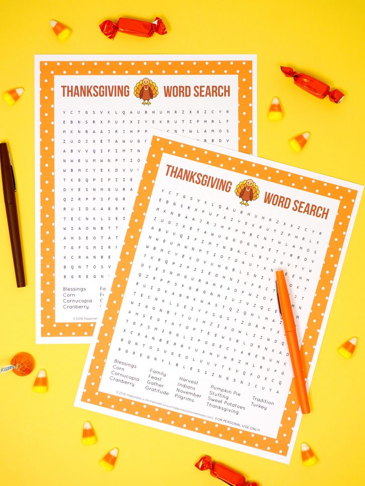 Printable Thanksgiving Word Search Hard