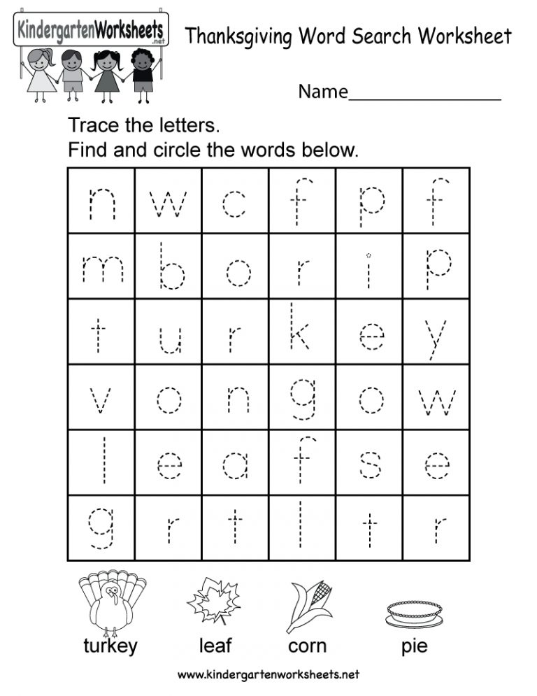 Thanksgiving Word Search Worksheet Free Kindergarten Word Search Printable