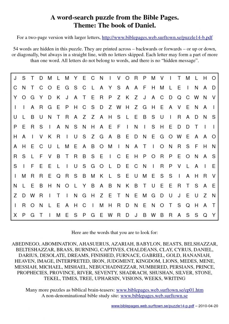 Free Printable Books Of The Bible Word Search
