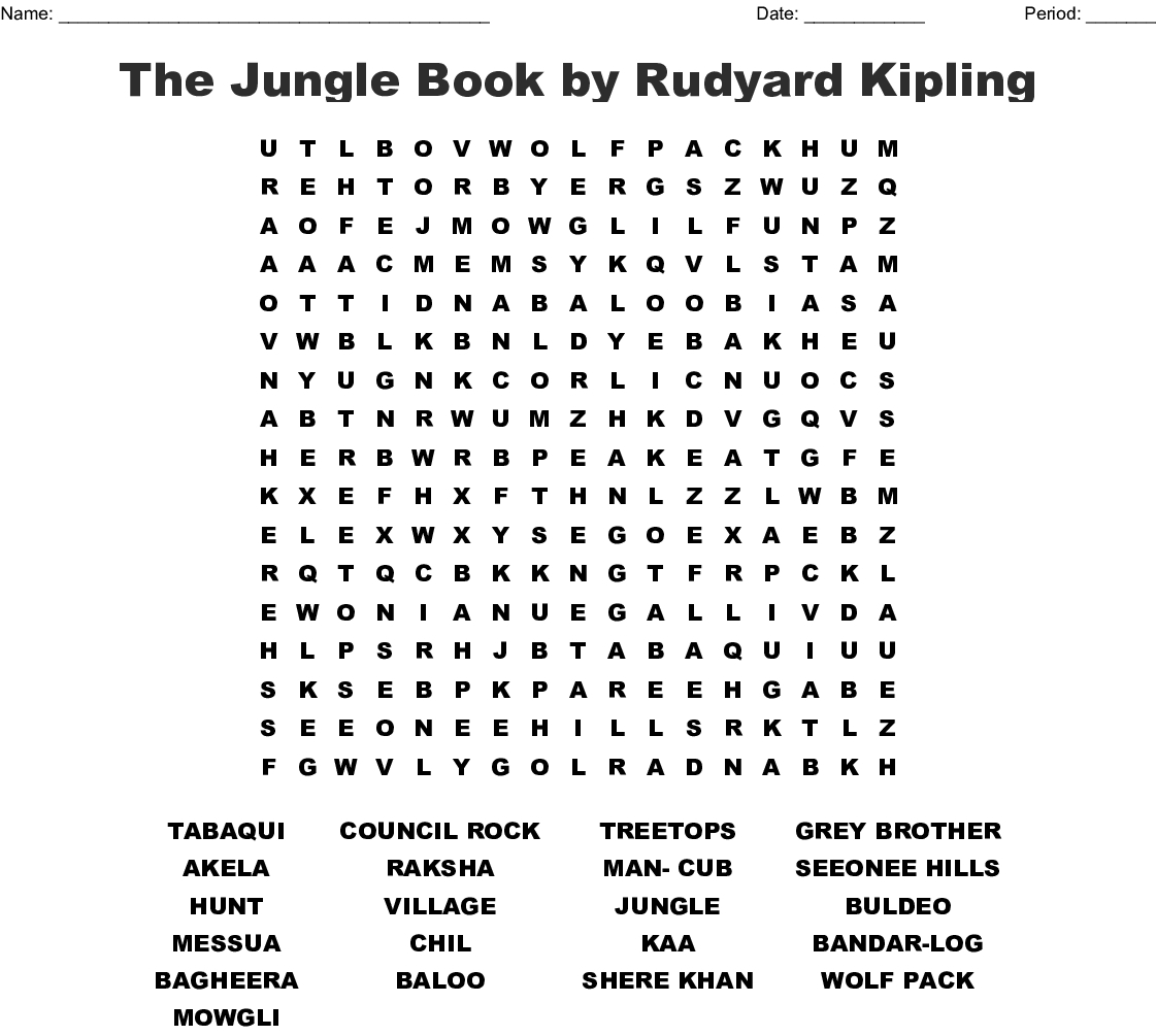 The Jungle Book Word Search - Wordmint