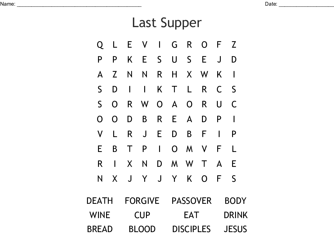 The Last Supper Word Search - Wordmint