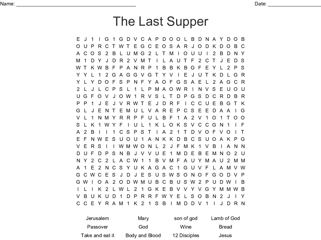 The Last Supper Word Search - Wordmint