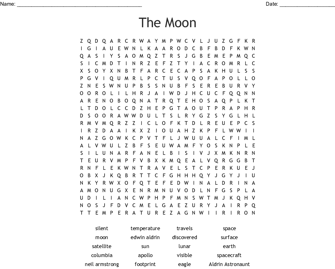 The Moon Word Search - Wordmint