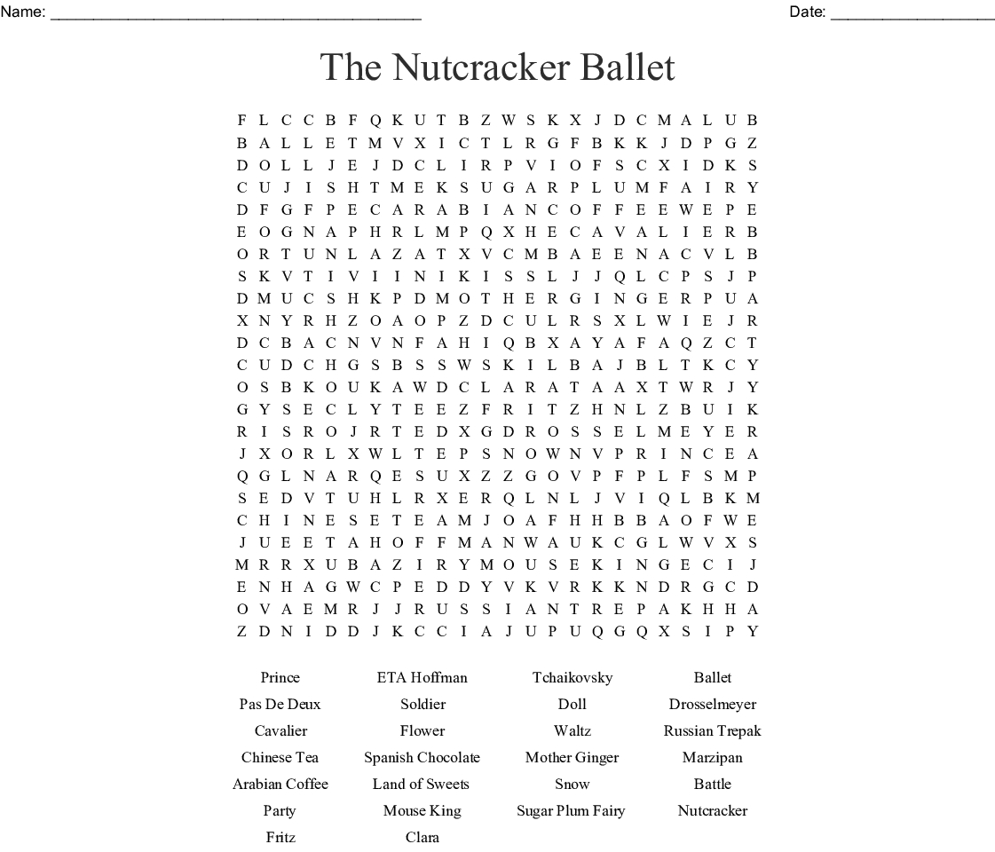 The Nutcracker Ballet Word Search - Wordmint