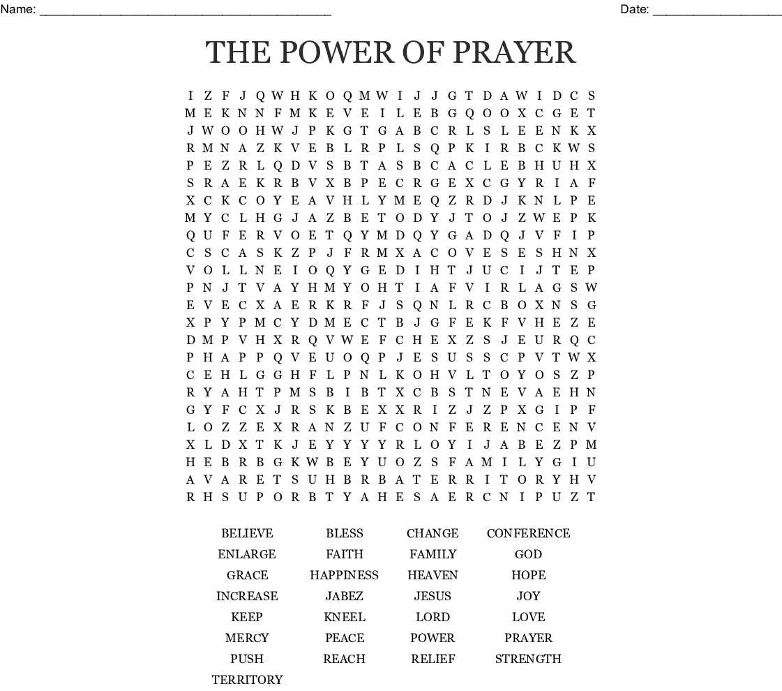 The Power Of Prayer Word Search - Wordmint