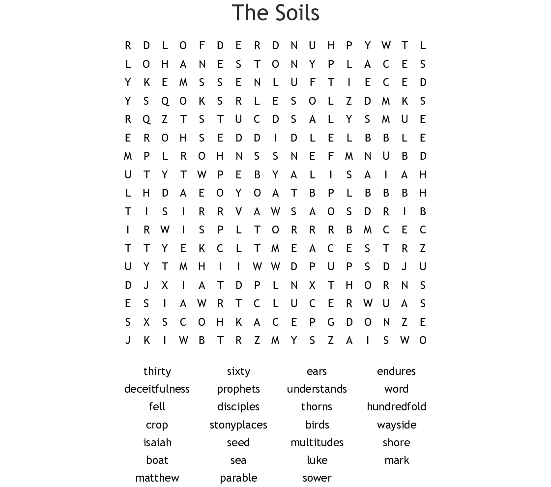 The Soils Word Search - Wordmint - Word Search Printable