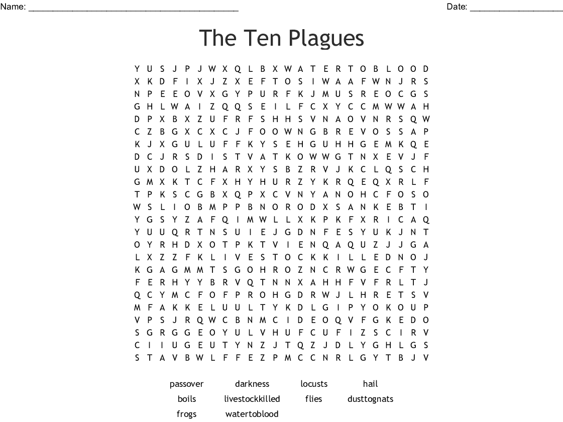 The Ten Plagues Word Search - Wordmint