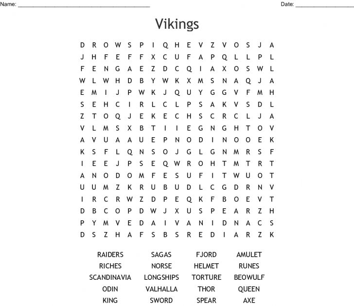 Viking Word Search Printable