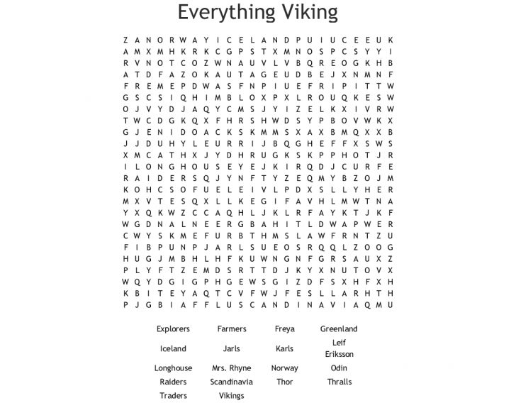 The Vikings Word Search - Wordmint | Word Search Printable