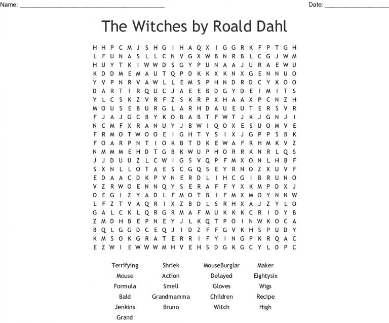 The Witchesroald Dahl Word Search - Wordmint | Word Search Printable