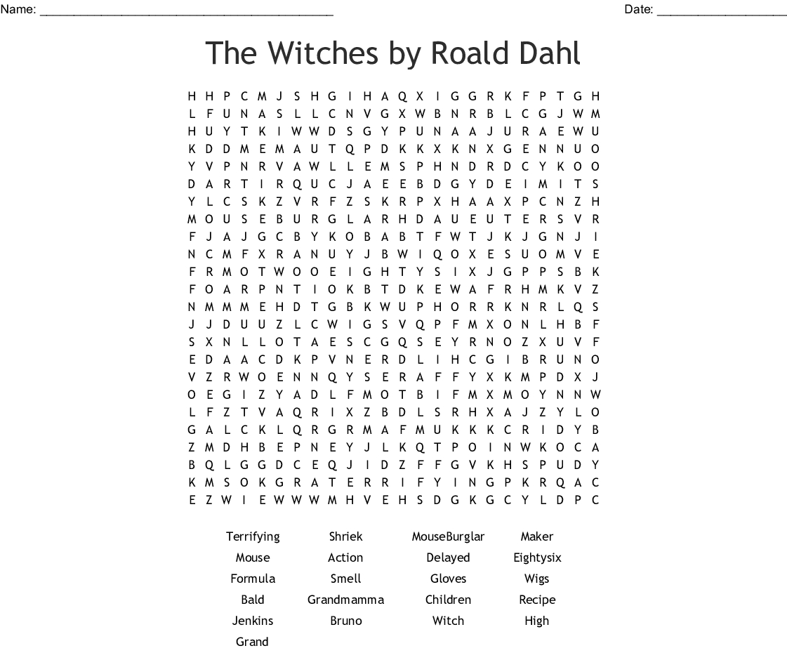 The Witchesroald Dahl Word Search - Wordmint