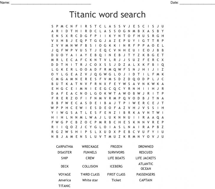Printable Titanic Word Search
