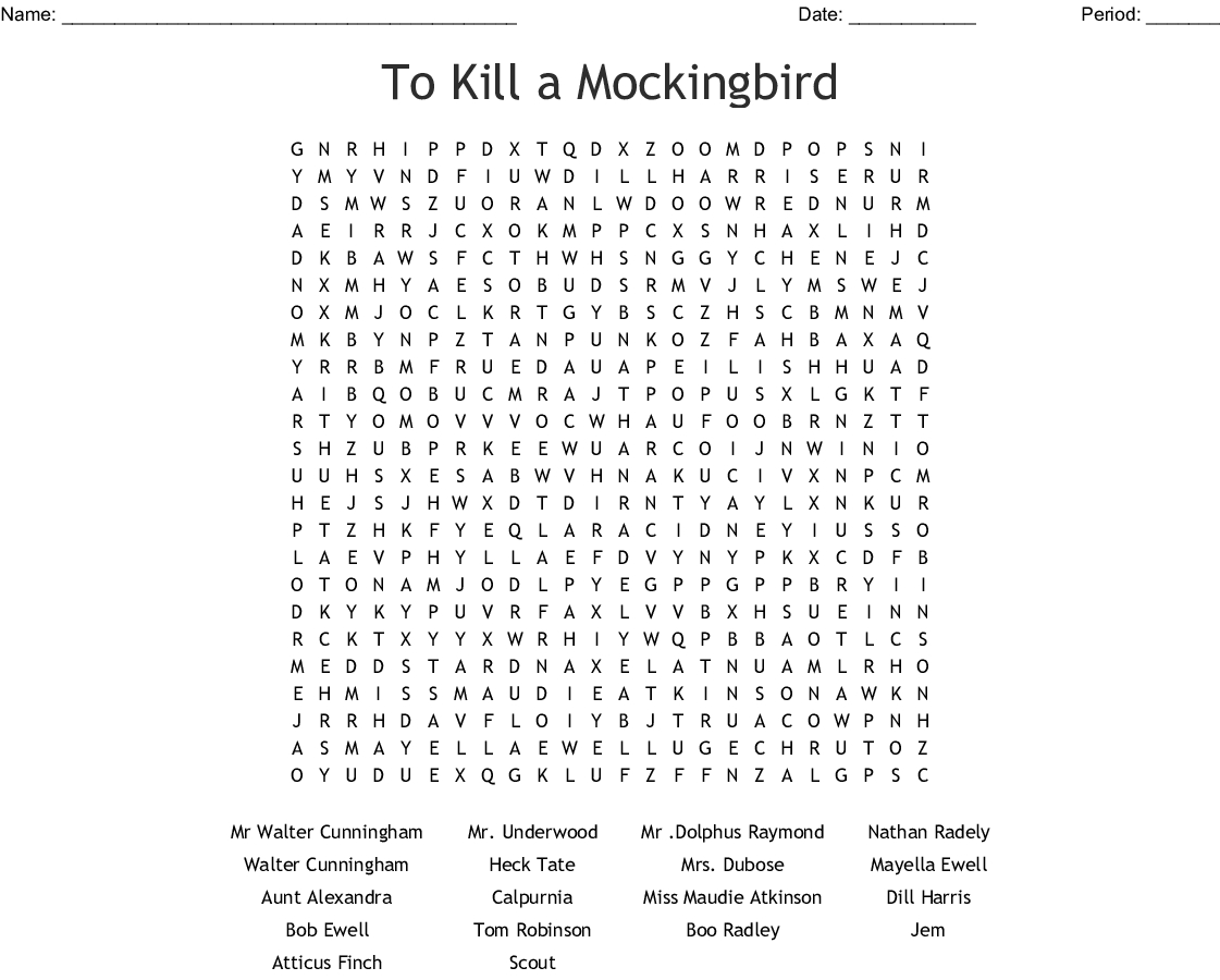 To Kill A Mockingbird Word Search - Wordmint