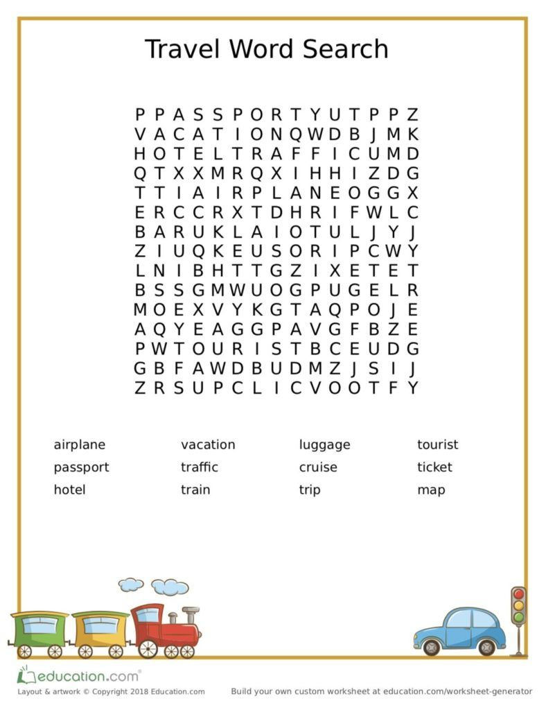 Travel Word Search Printable | Travel Words, Travel Tips
