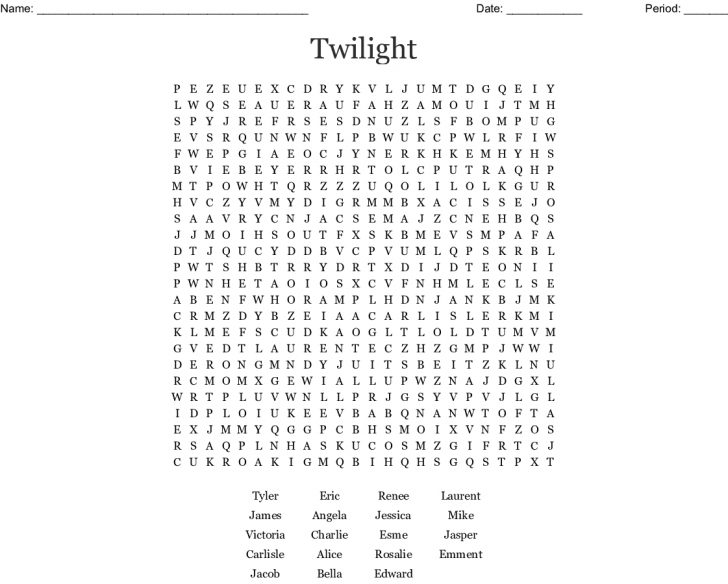 Twilight Printable Word Searches