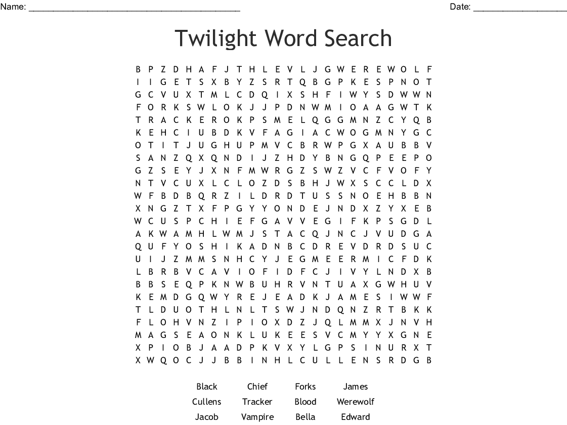 Twilight Word Search - Wordmint