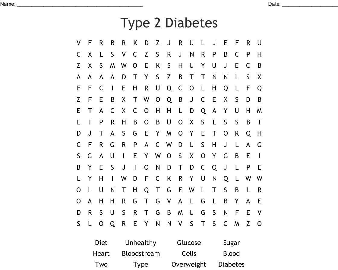 Type 2 Diabetes Word Search - Wordmint