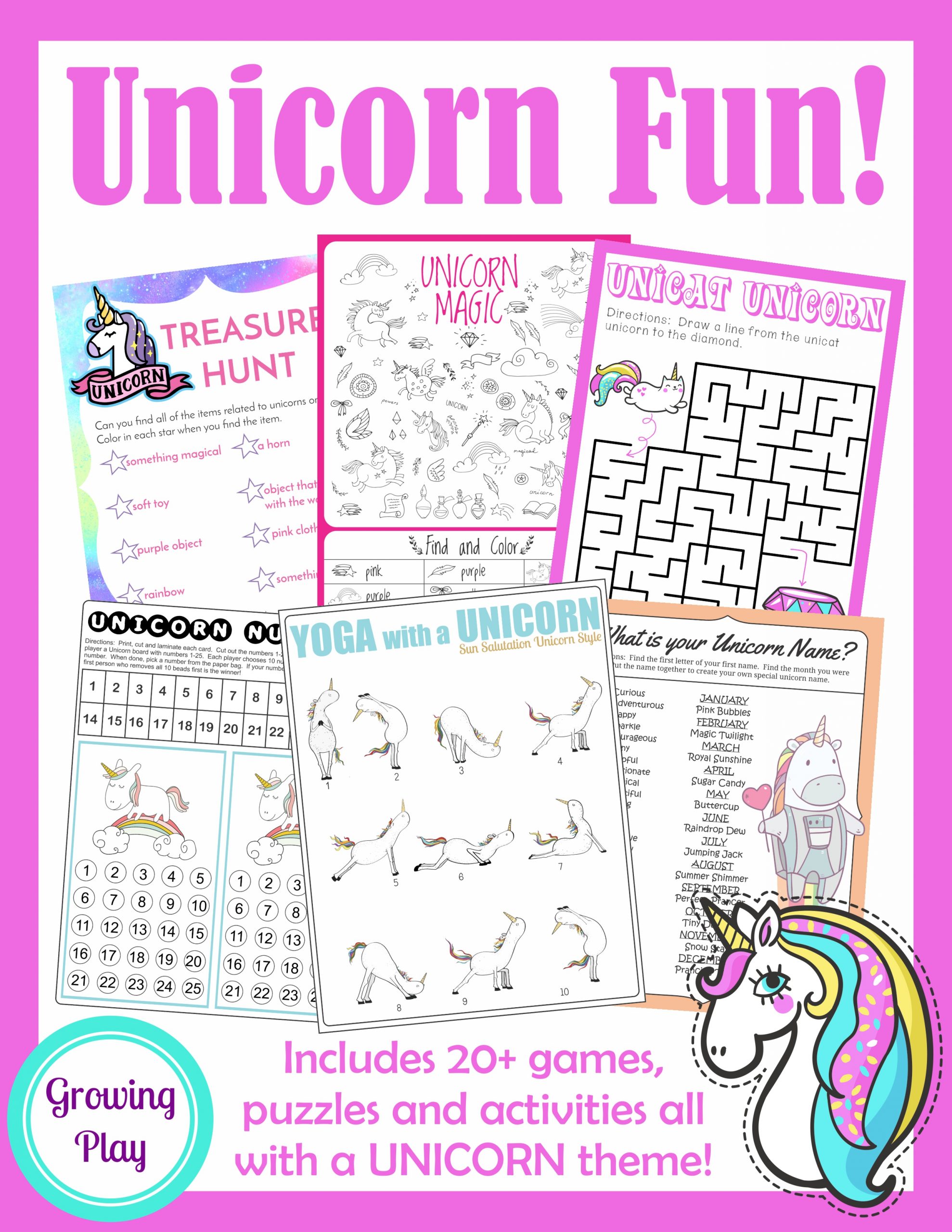 Unicorn Word Search - Free Pdf Printable - Growing Play