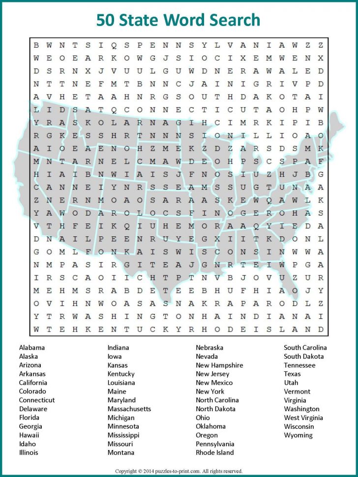 Us States Word Search Printable