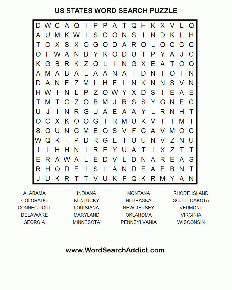 Us States Printable Word Search Puzzle (With Images) | Word