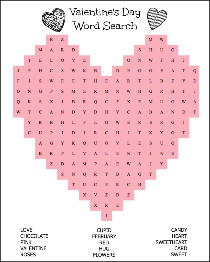 Valentine Word Search And Puzzles – Coloring.rocks!