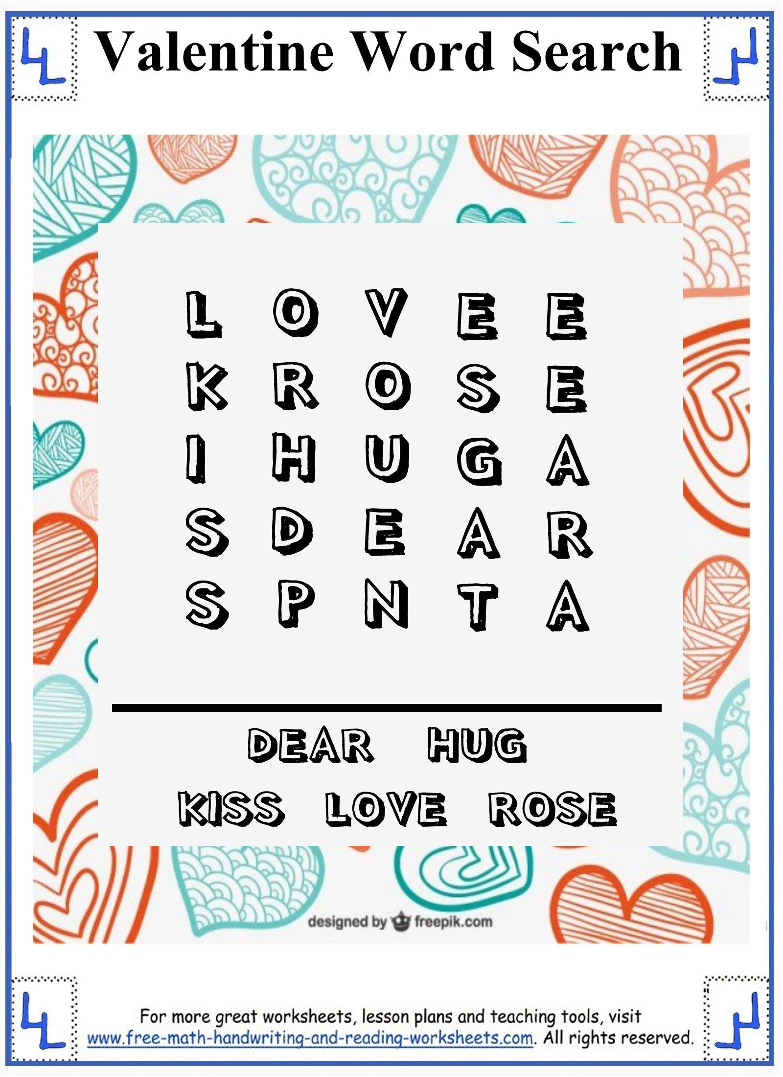 Valentine Word Search - Printable Puzzles | Valentines Word