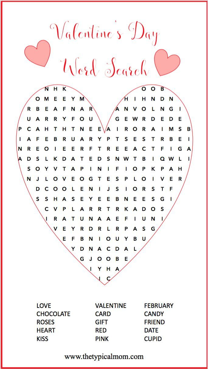 Valentine Word Search | Valentines Word Search, Valentine