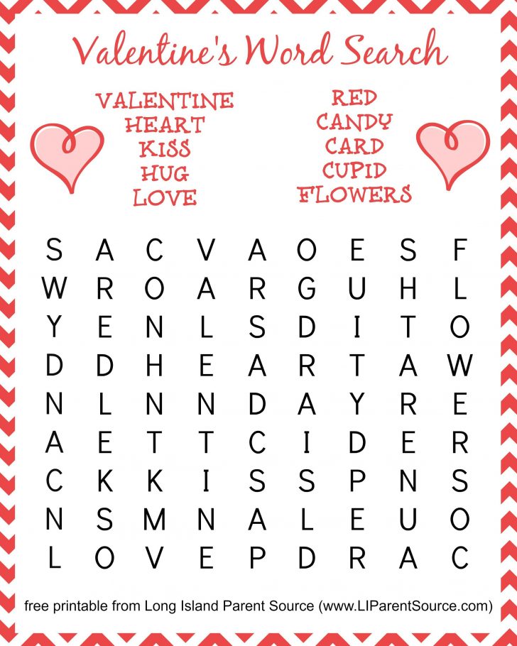 Free Printable Word Search Valentine's Day