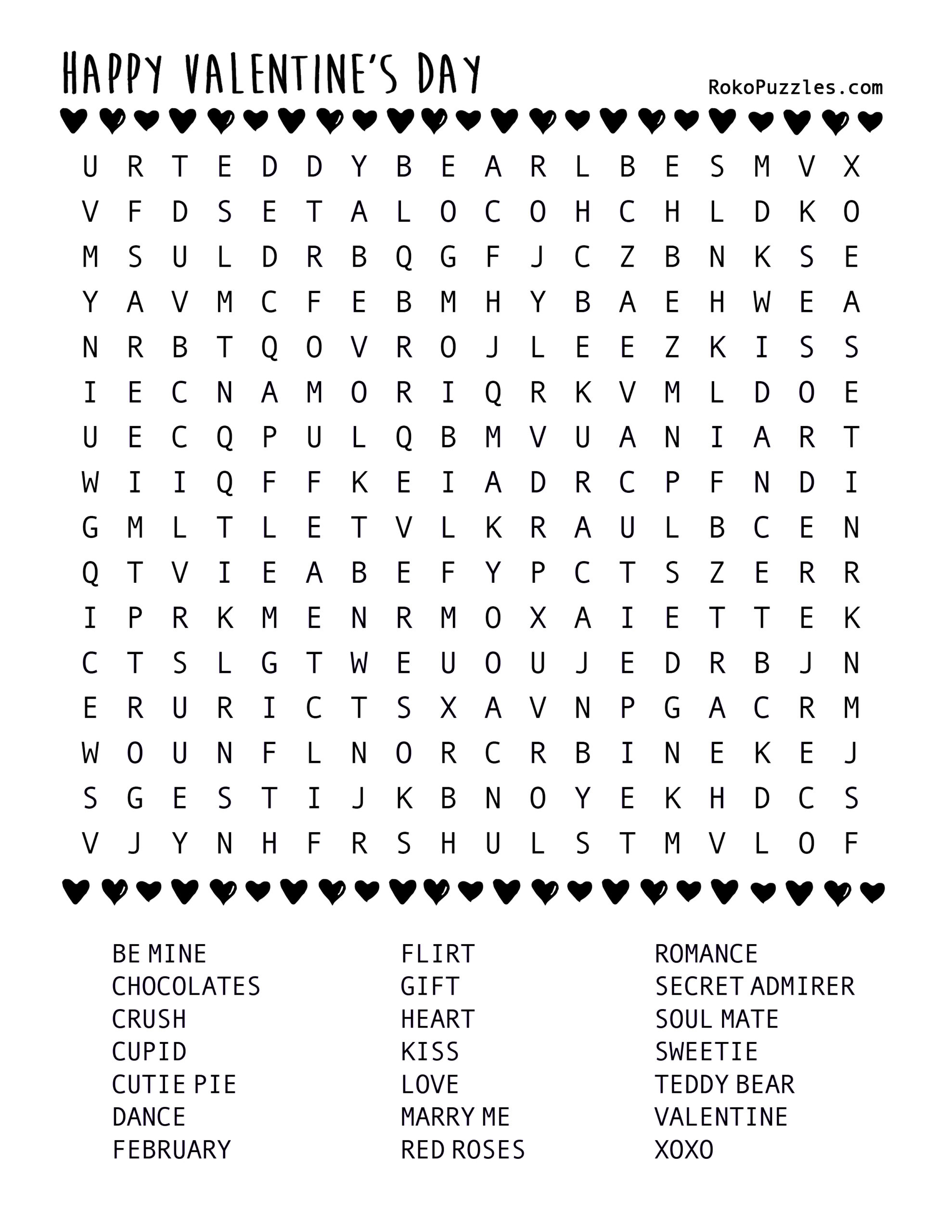 Valentine&amp;#039;s Day Word Search – Free Printable Download