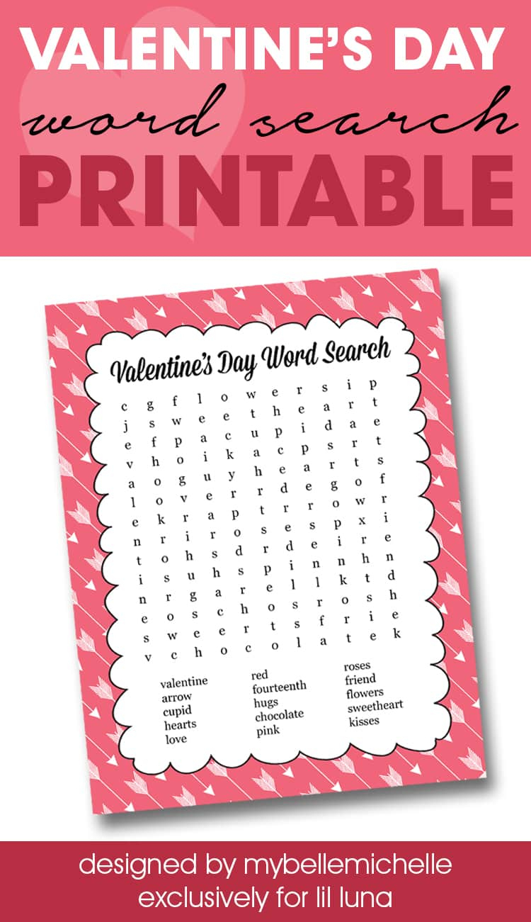Valentine&amp;#039;s Day Word Search Print