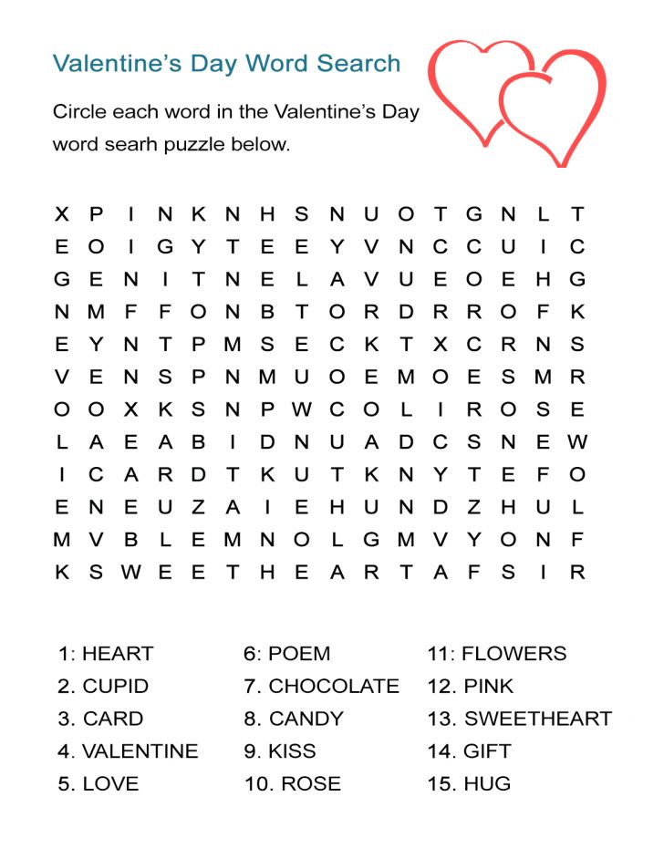 Valentine Word Search Printables