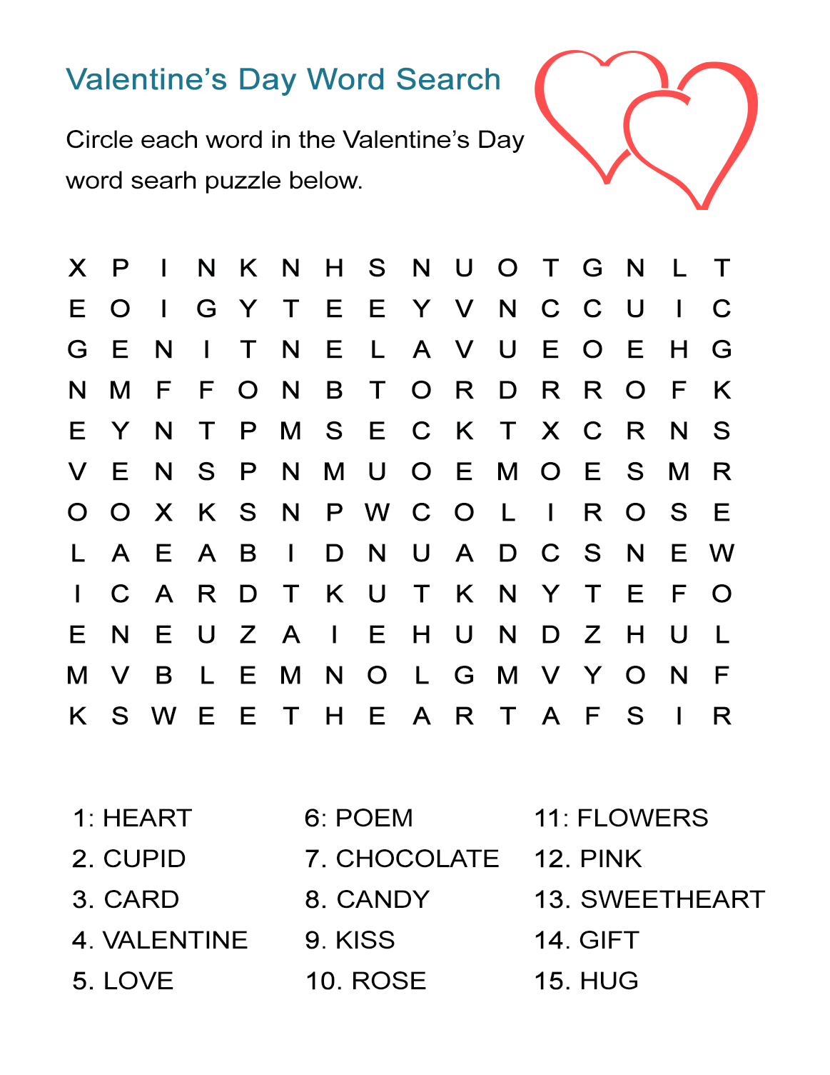 Valentine Word Searches Printable